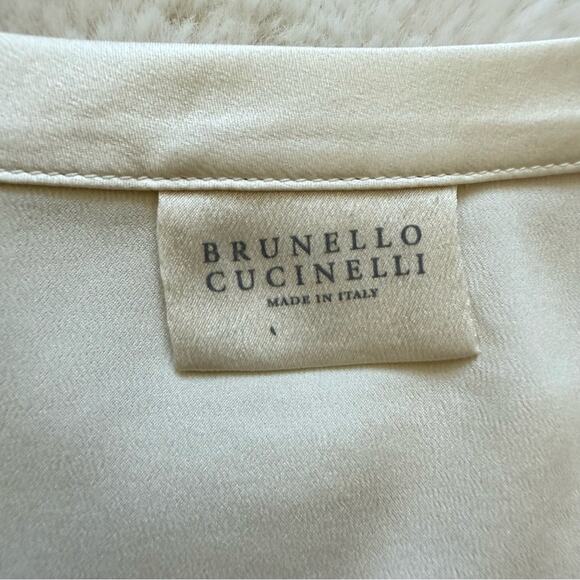 Brunello Cucinelli silk women top with laces size L Authentic - Picture 6 of 8